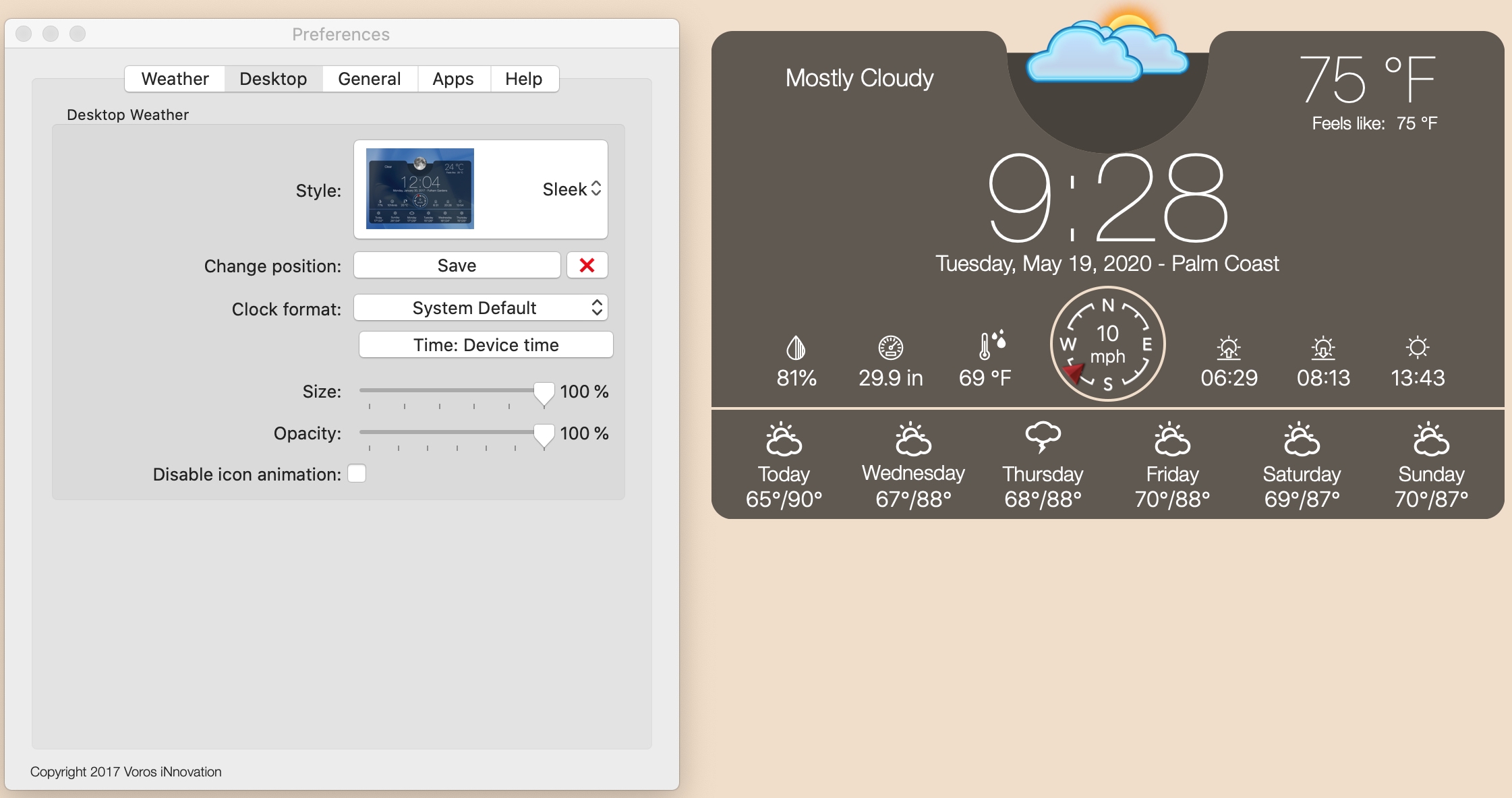 weather for present location in ical mac os sierra